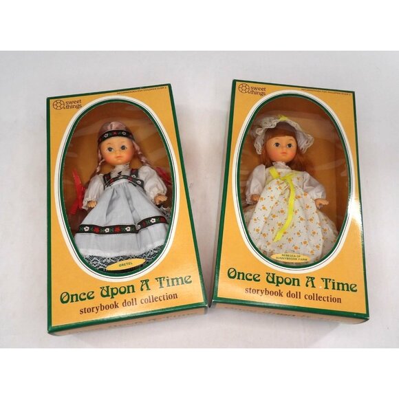 Vintage Once Upon A Time Storybook Dolls Gretel, Rebecca NOS - Picture 1 of 4
